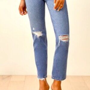 Reformation Cynthia High Rise Straight in Shasta Destroyed size 28